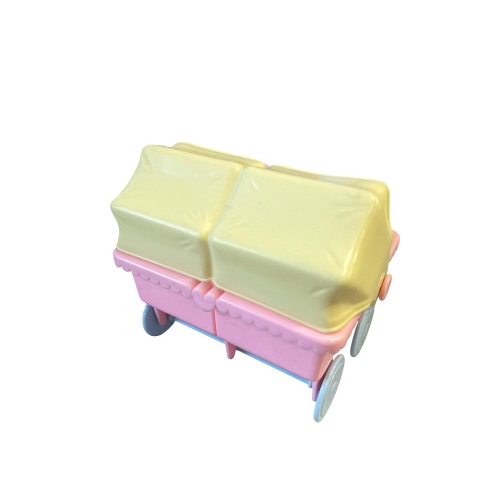 Fisher-Price Dollhouse Baby Carriage Stroller Pink Yellow Blue Plastic - Picture 2 of 4